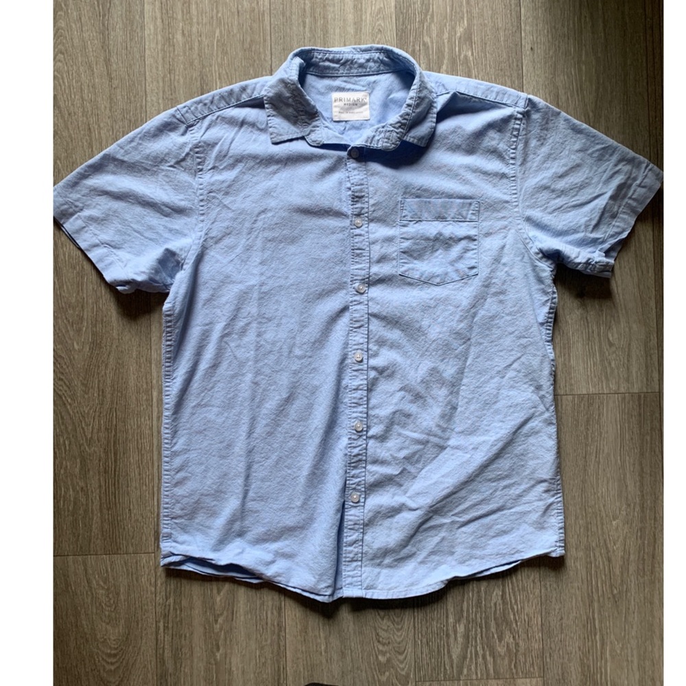Primark Blue Short Sleeve Button Down